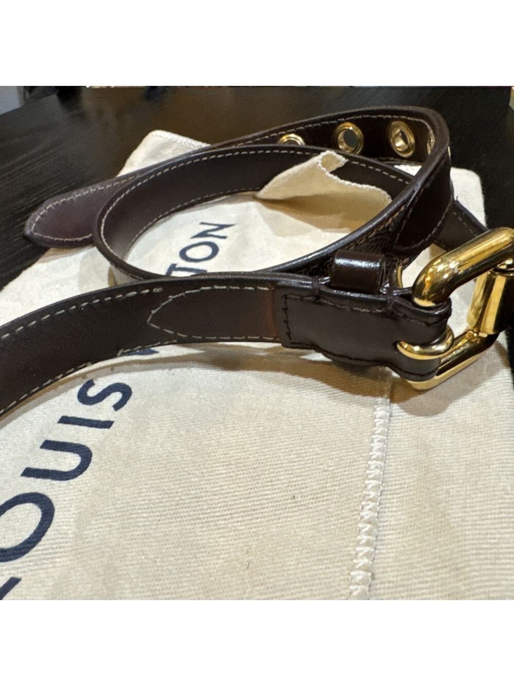 Louis Vuitton Damier Ebene Canvas Leather 25mm Buckle Belt 90/36 w COA - Picture 12 of 15